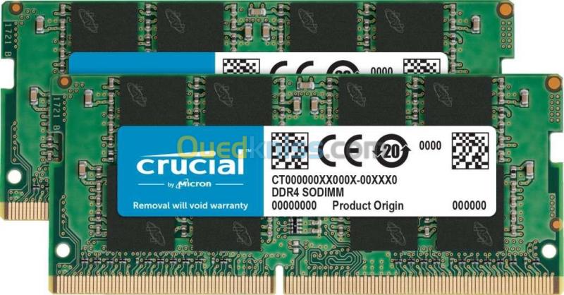 Kit Mémoire RAM DDR4 Crucial - 16 Go (2x8GB), 3200 MHz, CL22