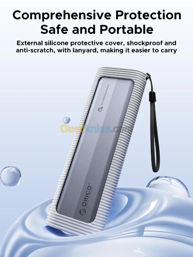 Boîtier Externe SSD M.2 ORICO AXM2 - Double Protocole (NVMe/SATA), 10Gbps, 8To + Étui Silicone Antichoc 7