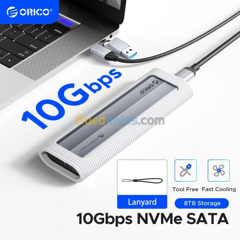 Boîtier Externe SSD M.2 ORICO AXM2 - Double Protocole (NVMe/SATA), 10Gbps, 8To + Étui Silicone Antichoc 3