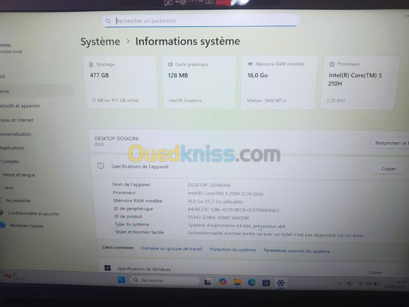 Lenovo IdeaPad Slim 5i Gen 10 16" ips Core 5-210H-16 Go-DDR5- SSD 512 (2025) 8