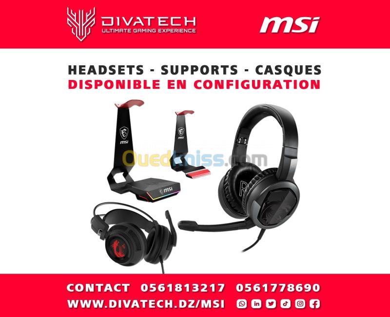  CASQUE & SUPPORT MSI AUDIO IMMERSE GH30 V2 HS01 STAND RGB GAMING HEADSETS
