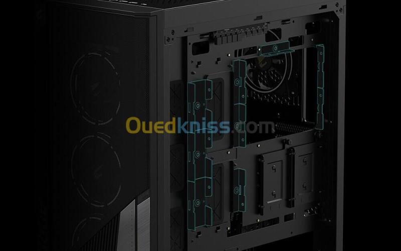 BOITIER C500P ST GIGABYTE CHASSIS MID TOWER PANORAMIC STEAL TH NOIR VERRE TREMPE PANORAMIQUE 270 4FANS ARGB SUPPORT BACK CONNECT MB VERTICAL GPU USB C 4
