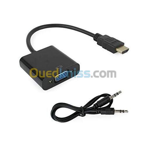 Adaptateur HDMI male vers VGA femelle avec audio pour TV PC projecteur