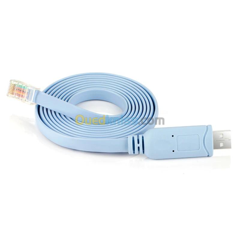  Câble De Console  Convertisseur USB Vers RJ45 1.8M Pour Routeur Cisco Huawei HP et Autres 
