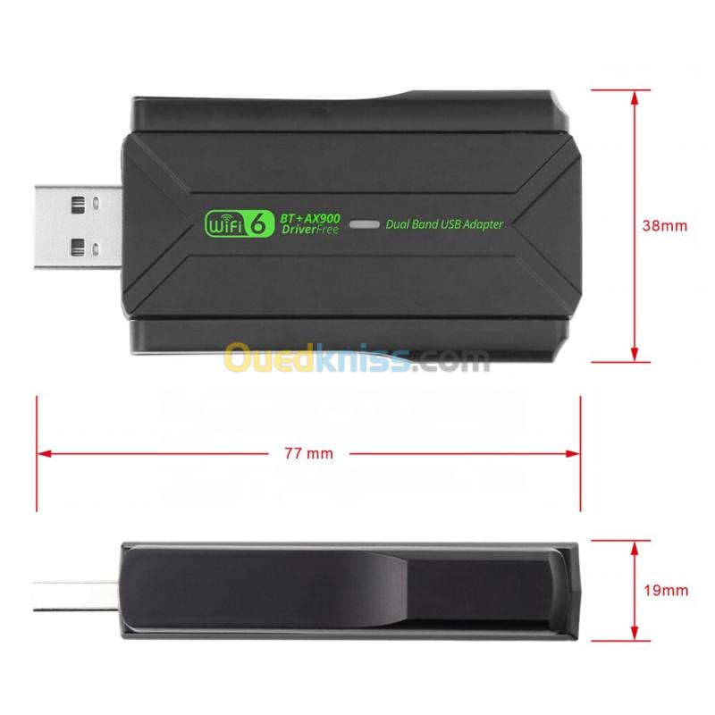Cle WIFI 6 USB3.0 AX900 avec BT5.3, 2.4+5G, dual band, pour PC portable, sans driver 4