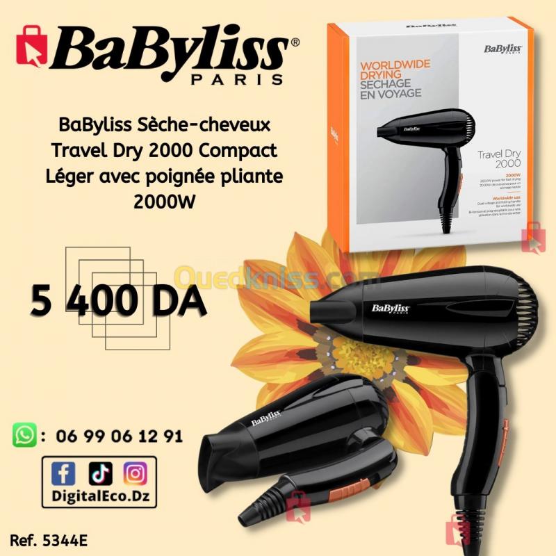  Sèche-cheveux Babyliss Travel Dry 2000 5344E Pliable