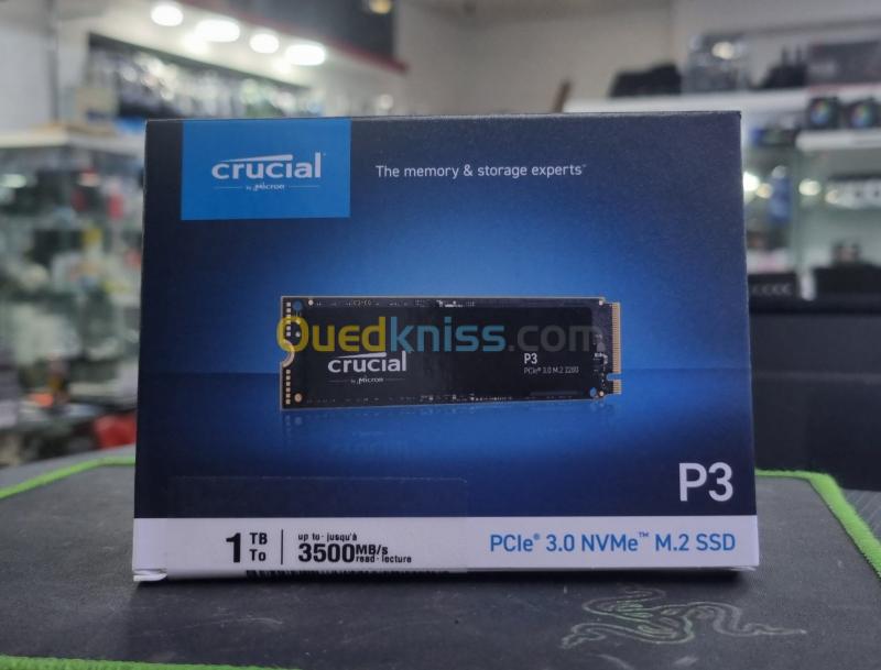  Crucial P3 1To M.2 PCIe Gen3 NVMe SSD interne