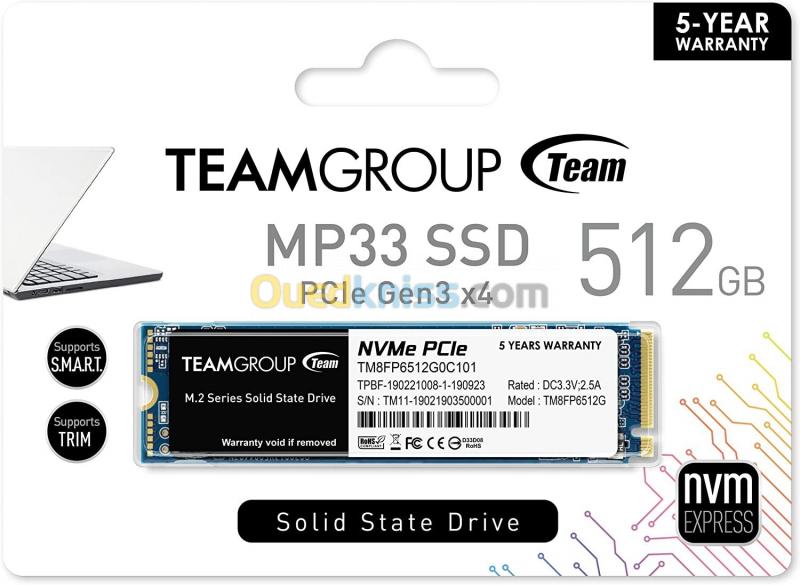  SSD TEAMGROUP MP33 512GB NVMe PCIe GEN3 X4