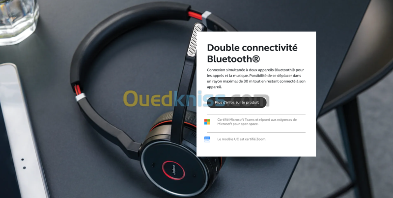Casque JABRA Evolve 75 SE Micro-casque sans fil professionnel pour les bureaux en open space. 5