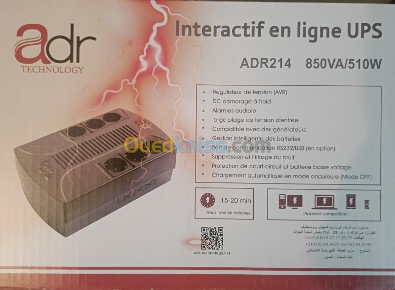 ONDULEUR ADR-214 850VA 510W 6 SORTIES PRISE