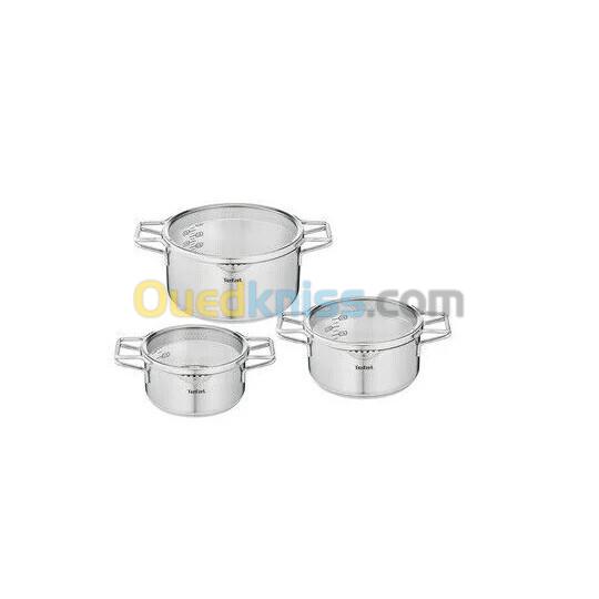 TEFAL Nordica Batterie de cuisine 6 pièces FAITOUT 18/20/24 cm en inox + Couvercles verre -H852S655 3