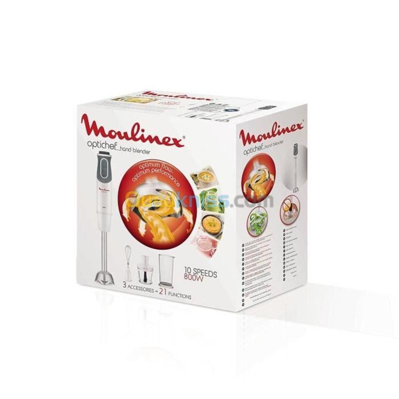Moulinex OPTICHEF, Bras Mixeur 3en1 DD642110 - 800 Watts - 10 vitesses + Turbo et Pulse 2