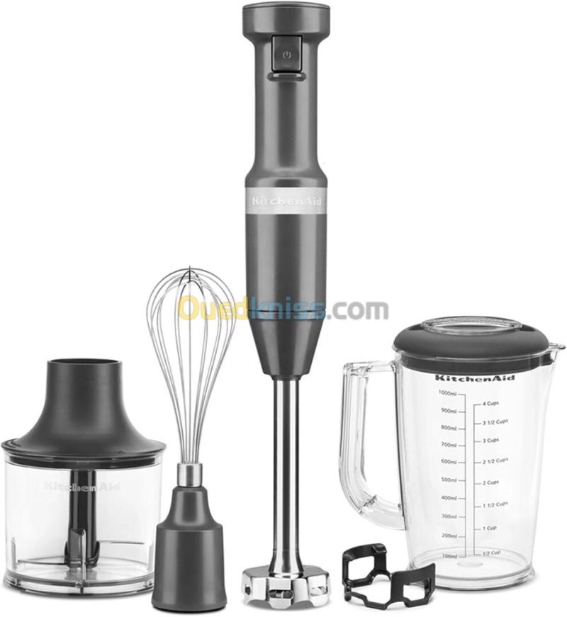 KitchenAid Bras Mixeur compact avec fil, 180 W, Capacité: 1 L - 3 accessoires - 5KHBV83EDG 