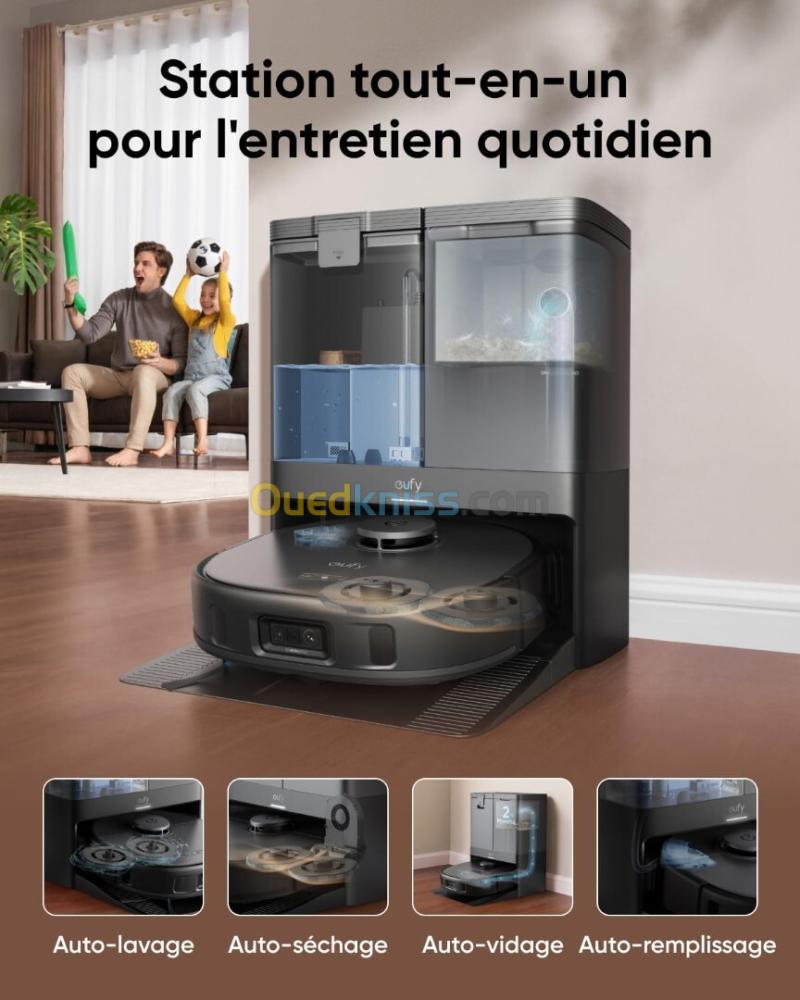 Eufy X10 Pro Omni Aspirateur Robot, 8 000 Pa, Lavage et Séchage Automatique des Patins, Système d'Autovidage, Autoremplissage,Relevage automatique des serpillières sur les tapis 2