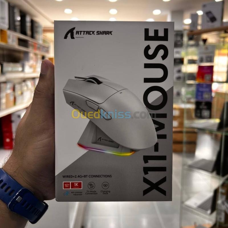 ATTACK SHARK X11- SOURIS FILAIRE & SANS FIL - BLUETOOTH - 5 BOUTONS - 22000 DPI - 1KHZ - RGB - WHITE 2
