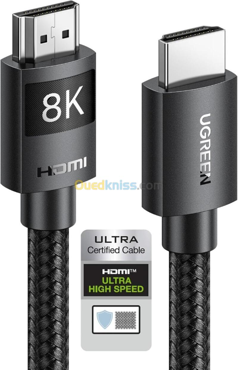 1 à 5 metres Câble HDMI 2.1 certifié UGREEN 8K à 60 Hz, ultra-rapide, 10K à 60 Hz, 4K à 240 Hz, cordon tressé