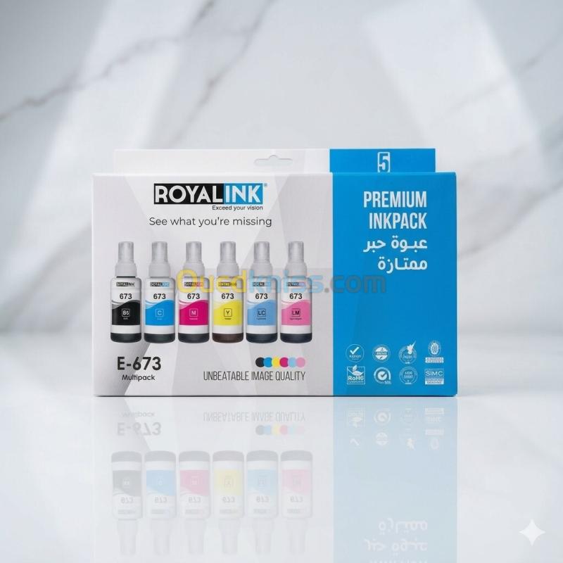 Jeux de 6 bouteilles d'encre 673 Royalink
