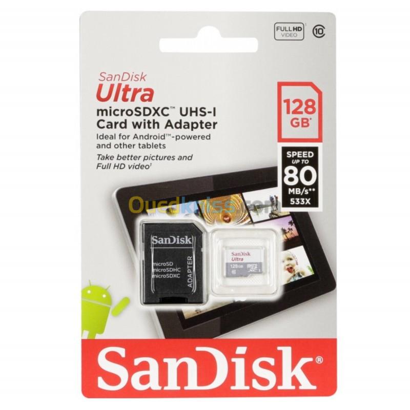   SanDisk Ultra microSDXC 128 Go + adaptateur SD 