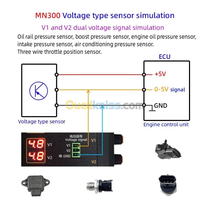 MN300 simulateur de capteur automatique testeur de Signal Automobile Rail d'accélérateur de voiture capteur de débit de pression d'huile d'oxygène générateur de Signal 6