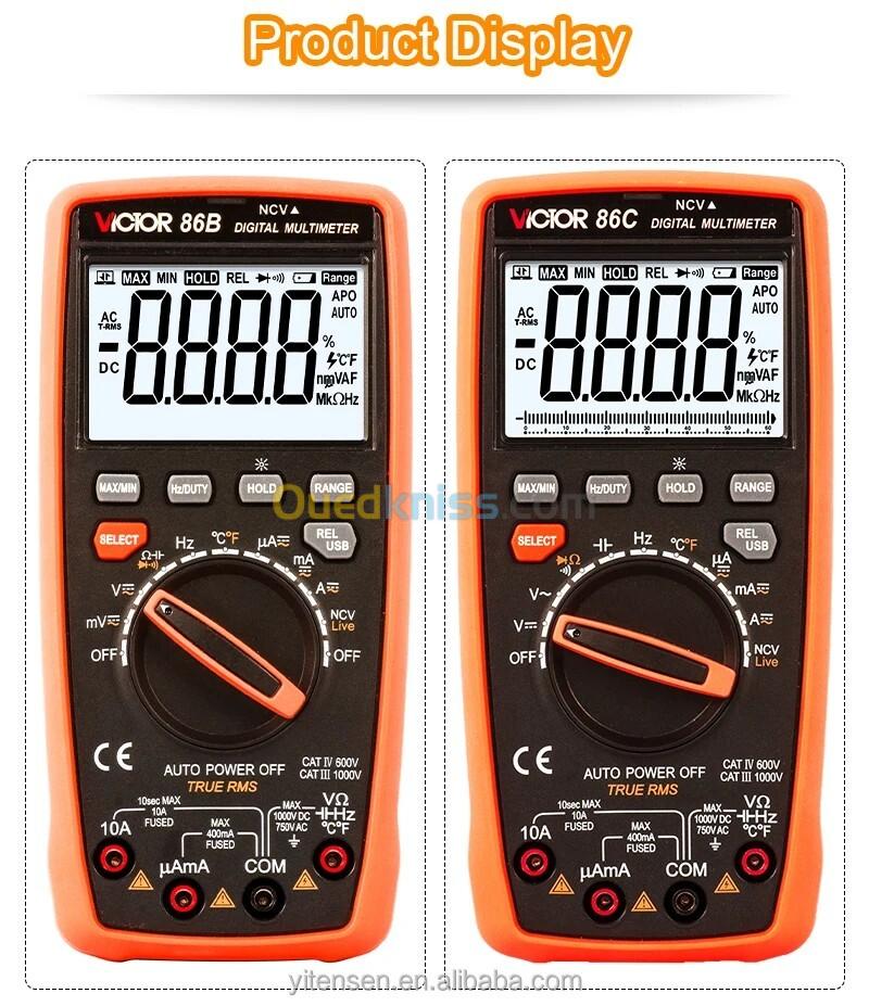 VICTOR 86E multimètre numérique à plage automatique 22000 points 4 1/2 multimètre numérique avec multimètre USB numérique professionnel 6