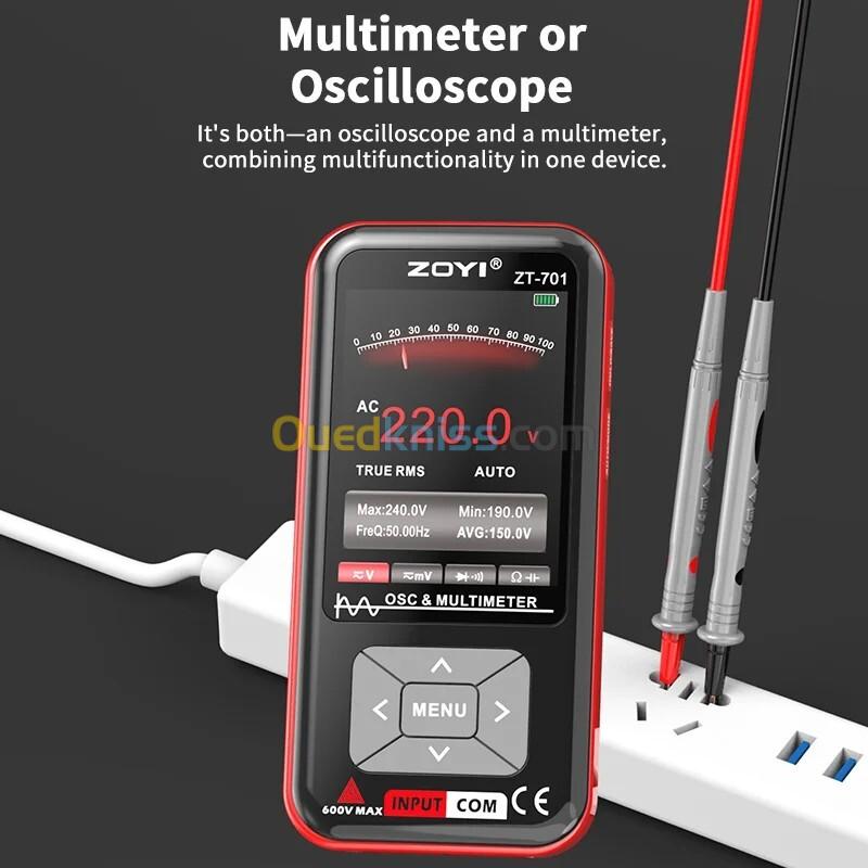 ZOYI multimètre Oscilloscope numérique 2 en 1, ZT701, 48Msps, 5MHz, 9999 points, multimètre Portable, outil de Test électrique multifonctionnel 5