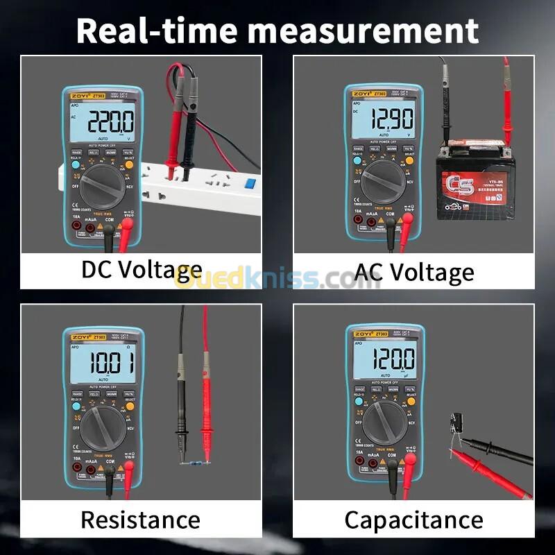 Multimètre numérique ZOYI ZT-303, véritable valeur efficace, 19999 points, plage automatique, voltmètre, ampèremètre, testeur pour l'électronique 3