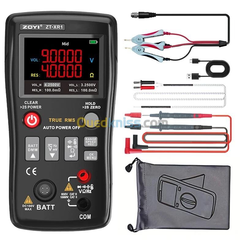 ZOYI ZT-XR1 multimètre True RMS 25000 points avec testeur de résistance interne de batterie 4 fils 1 kHz AC 23