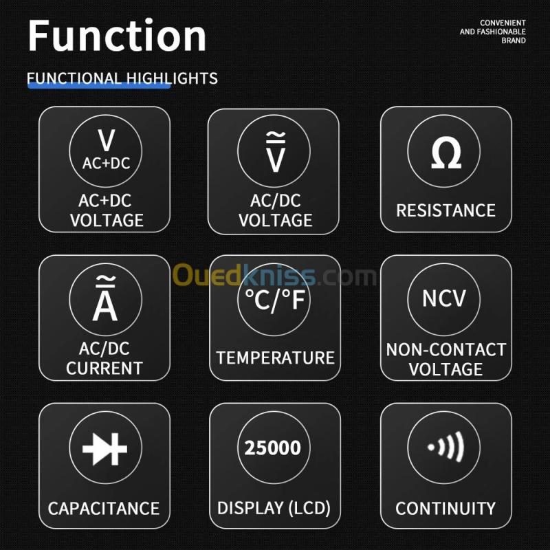 ZOYI 25000 compte ZT-225 haute précision gamme automatique multimètre intelligent électricien anti-brûlure entretien multi-usages aut 3