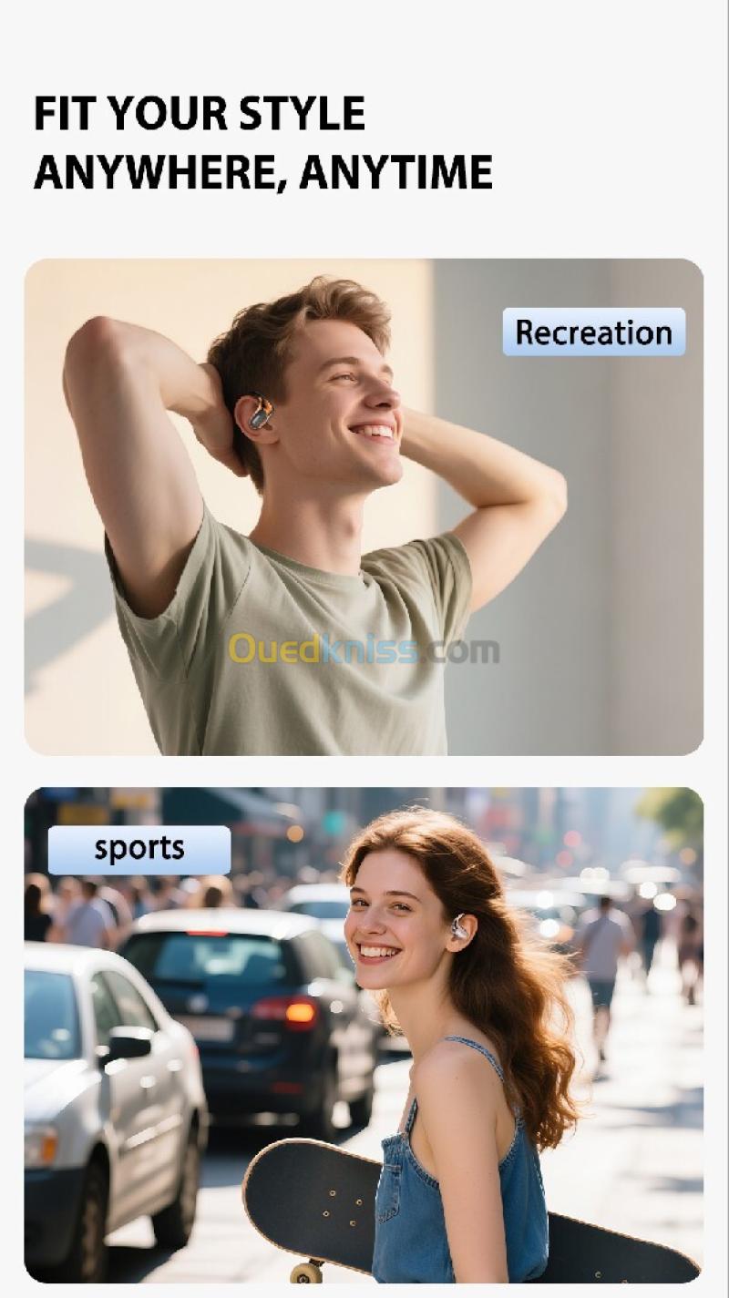 HTC NE35 Earphones, Bluetooth V6.0, AI traduction écouteurs, OWS Sport, casque confortable Ultra-léger 9