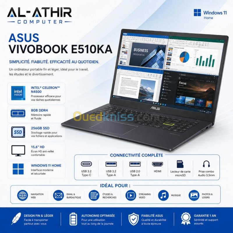 Asus VivoBook E510KAB-BR1048 | Intel Celeron N4500 | 8GB DDR4 | 256GB | 15,6 | Dos