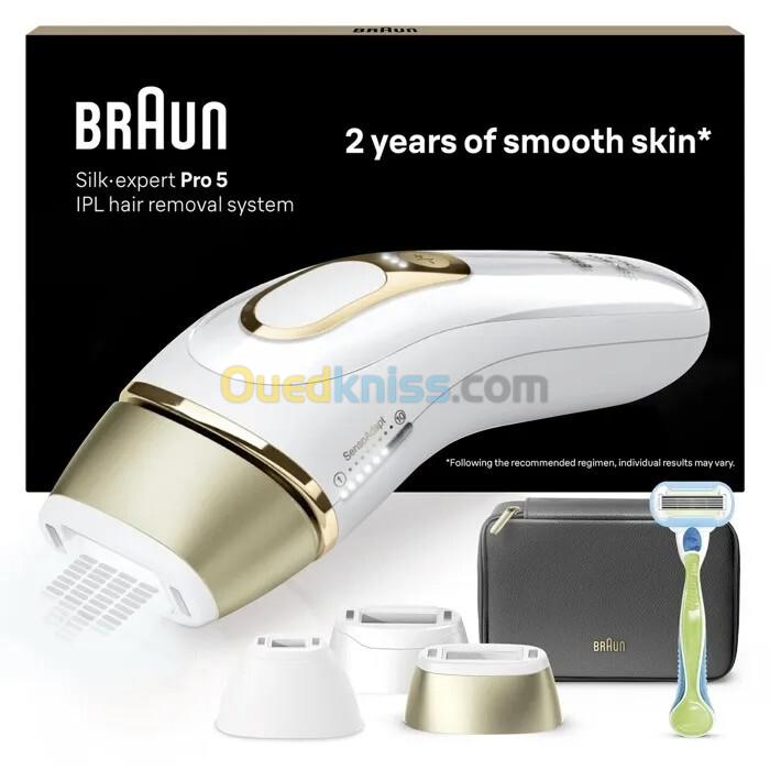 epilateur a lumiere pulsee braun silk-expert 5 pl5242 - 3 tetes + gillette venus + sacoche
