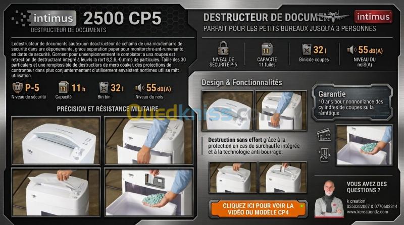 DESTRUCTEUR DE DOCUMENTS intimus 2500 CP5 10