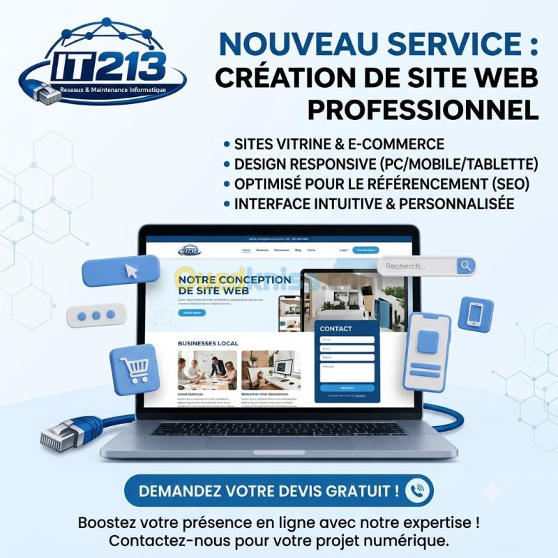 Création de Sites Web Professionnels sur Mesure Vitrine, E-commerce & Applications