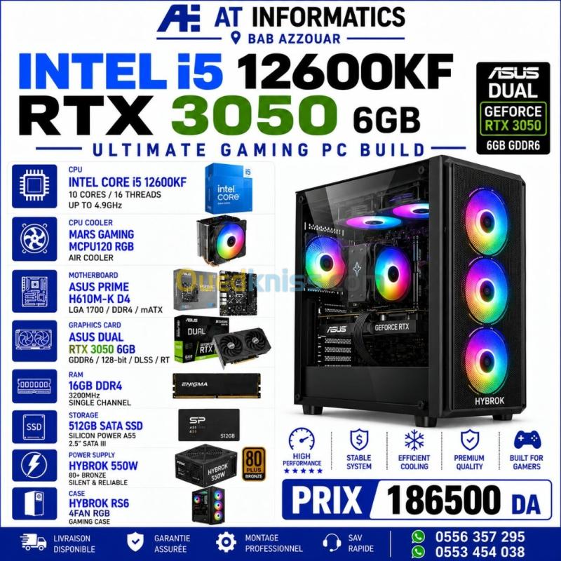 CONFIG PC GAMING INTEL CORE I5 12600KF AVEC RTX 3050 6GB ASUS DUAL NEW BOX