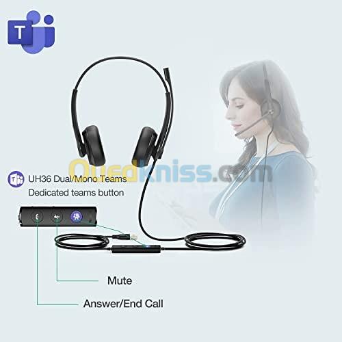 YEALINK - UH34 F/P: Casque USB binaural UH34 UC & Teams pour call center 6