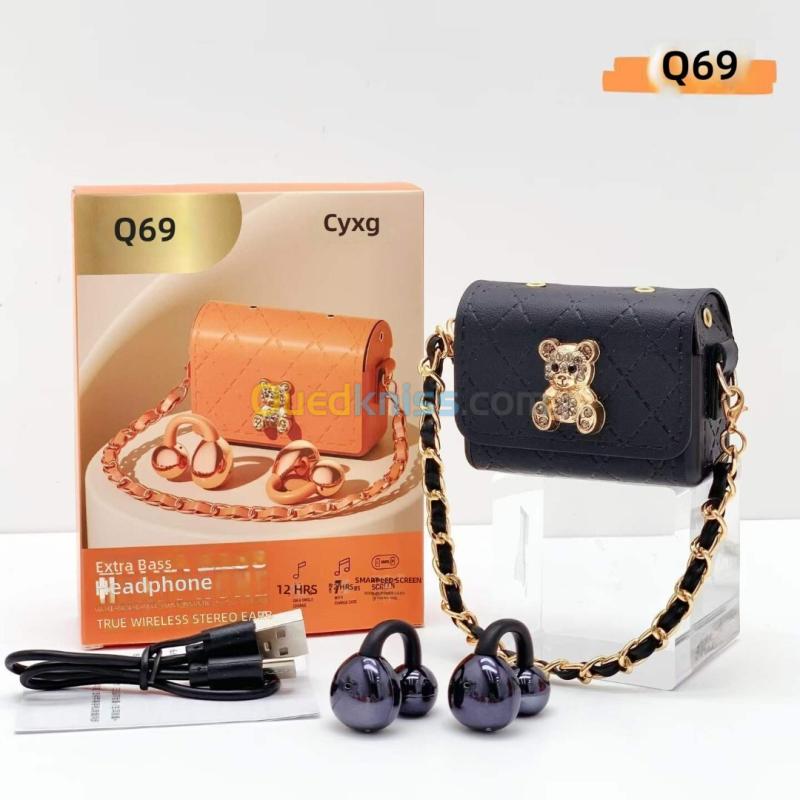 Écouteurs Sans Fil Bluetooth TWS Q69 Design Mini Sac à Main Clip Ear Clip-On - سماعة بلوتوث لاسلكية بتصميم علبة حقيبة فاخرة 8