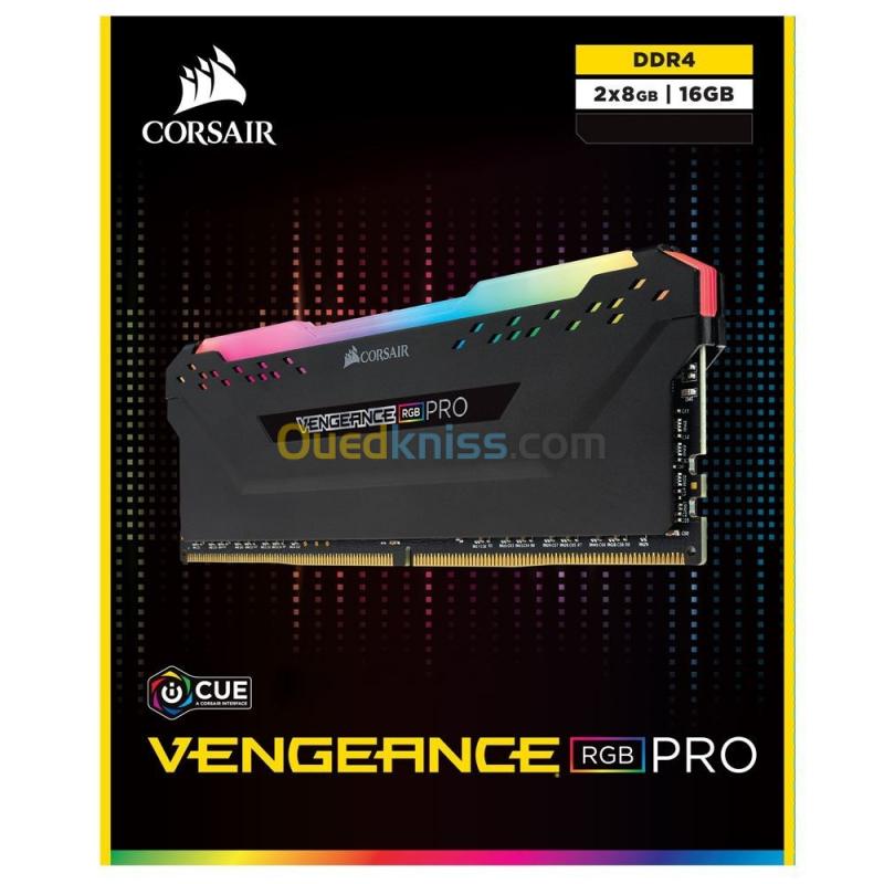  Corsair Vengeance RGB PRO SL 32GB (2x16GB) DDR4 3600MHz C18, Kit de mémoire de bureau éclairé