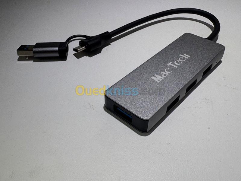 Hub USB 3.0 et USB type C 3.1 4 sortie 8