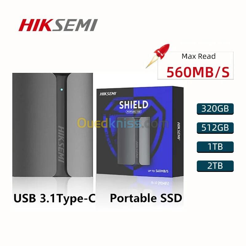 SSD Externe HIKSEMI SHIELD T300S 1TB, USB 3.2 Type C, Jusqu'à 560 M/s 7