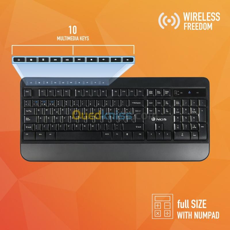 Kit Clavier et Souris sans Fil Bluetooth 4.0 ou USB, Multi Appareils, AZERTY Français NGS 2