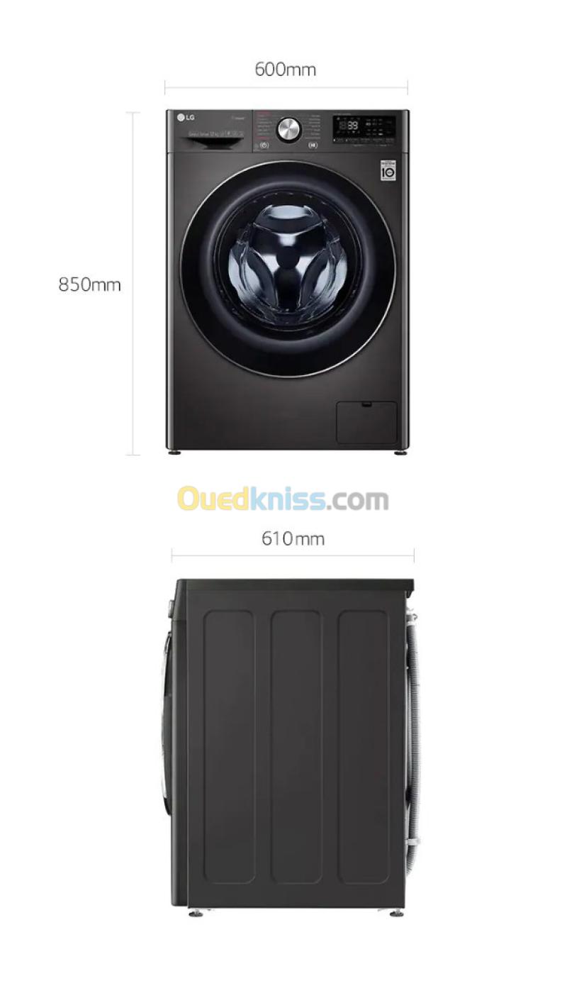 LG Machine a laver a chargement frontal l Lavante sechante l 12/8 KG l AIDD l TurboWash 360 l ThinQ 4