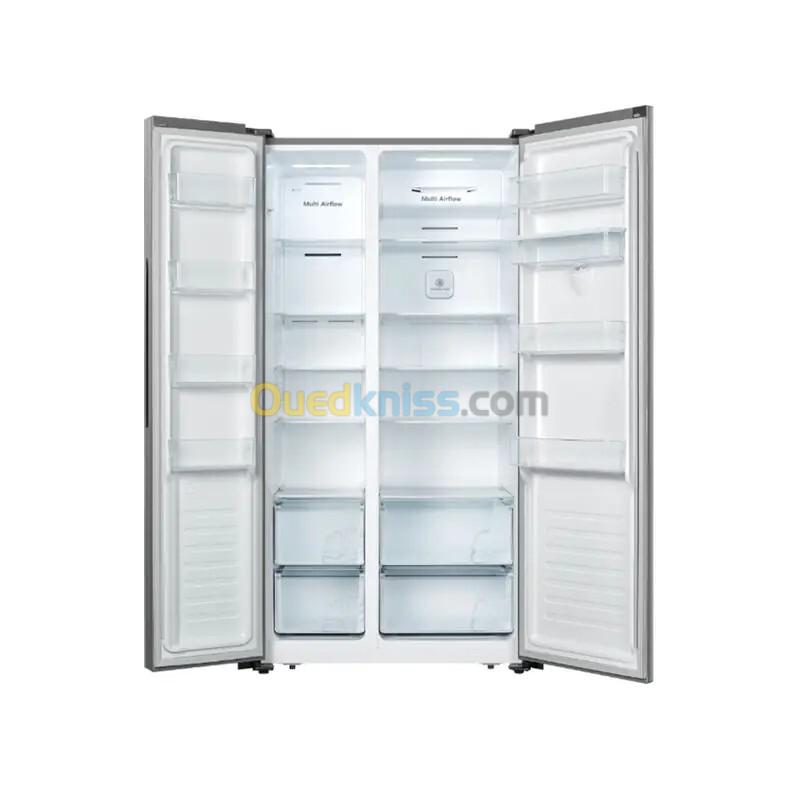 Réfrigérateur HISENSE Side by side  508 L  Distributeur d eau  Nofrost  Inox RC- 67WS 2