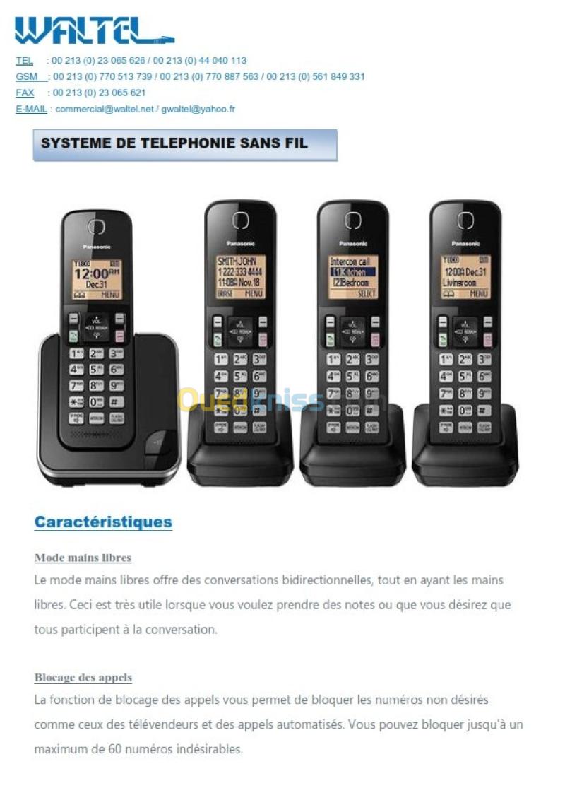 Système téléphonique Sans Fil À Plusieurs Combinés