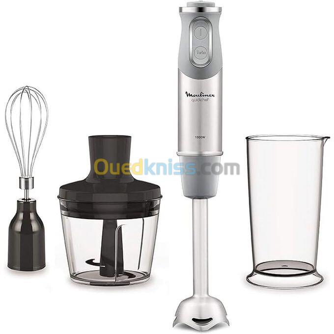 Moulinex Mixeur Plongeur Quickchef 3en1-1000 W- DD655D10-Gris-Inox