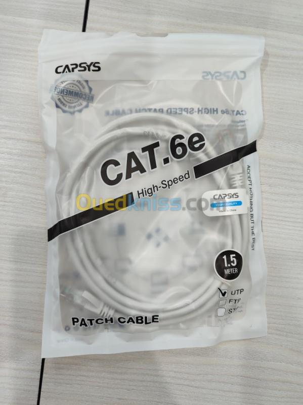  Cable réseau cat 6-E 1,5 M Capsys