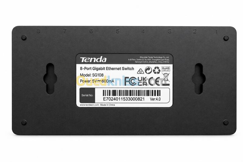 SWITCH RESEAU PE 8 PORT GIGABIT TENDA SG108 6