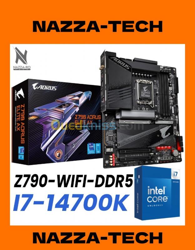  KIT Intel I7-14700K + GIGABYTE Z790 AORUS Elite AX (WIFI) DDR5