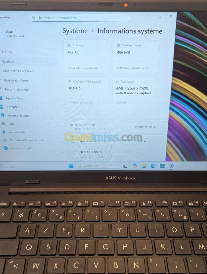 ASUS VIVOBOOK GO 14 Ryzen 5 7520U 16GB 256GB 7